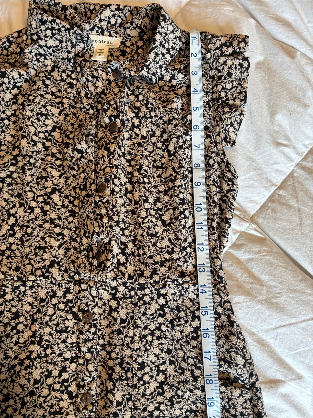 Monteau Black and Cream Floral Dress